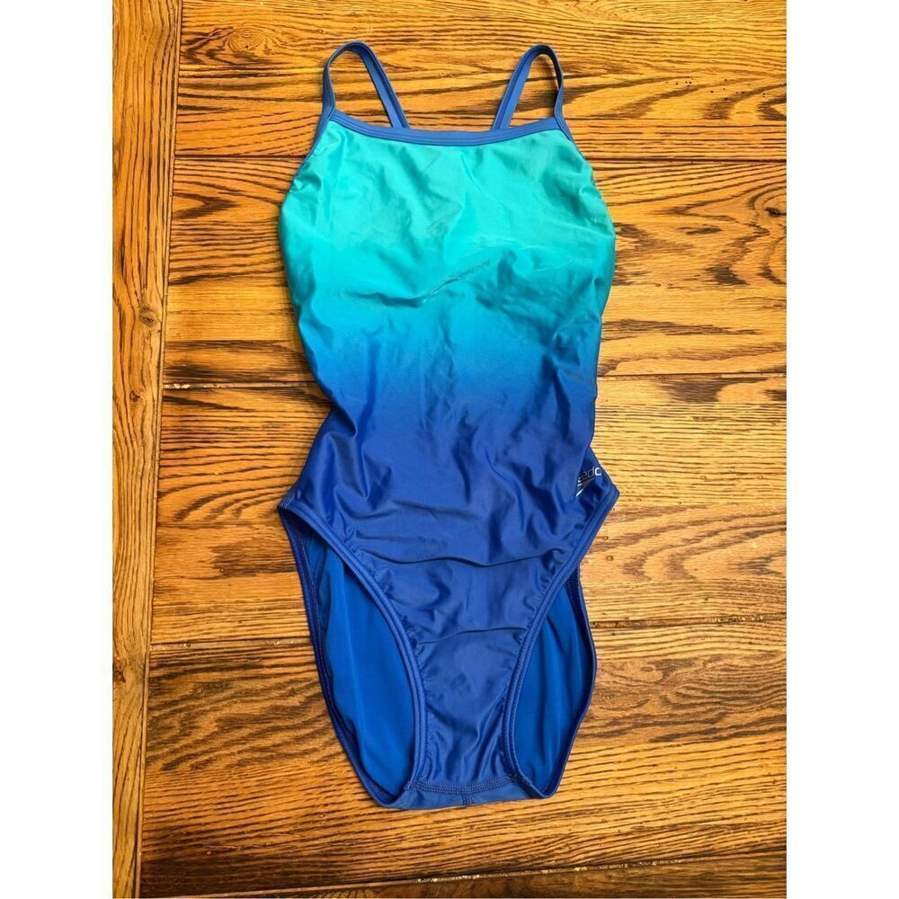 Speedo blue ombre Racerback One Piece Swimsuit Size 6